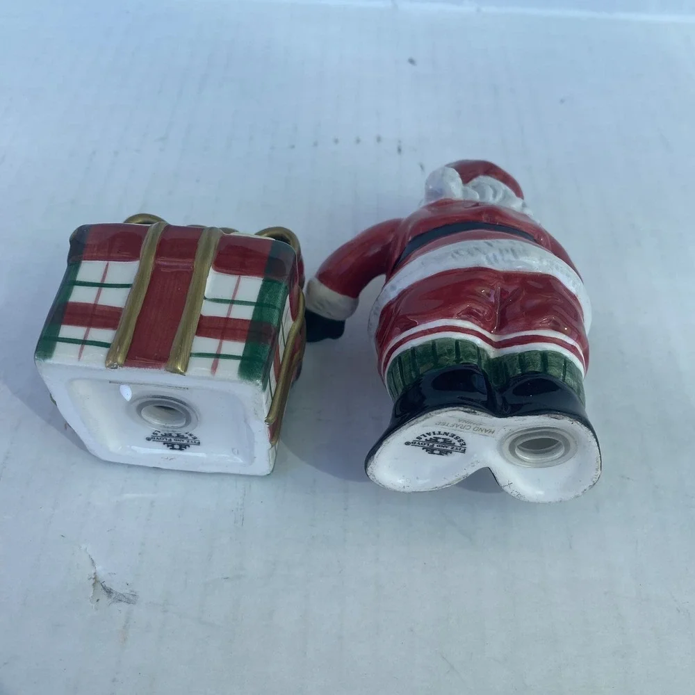 Vtg Fitz and Floyd Salt Pepper Shakers Christmas Ceramic Santa